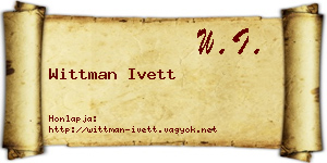 Wittman Ivett névjegykártya